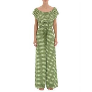 NWT‎ MAX STUDIO Jumpsuit Womens Small Green White Floral Off Shoulder Wide Leg